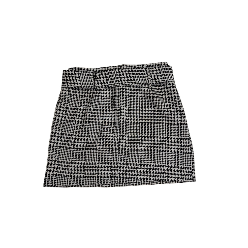 Boohoo Dark Academia Black White Houndstooth Glen Plaid Mini Skirt - Picture 1 of 5